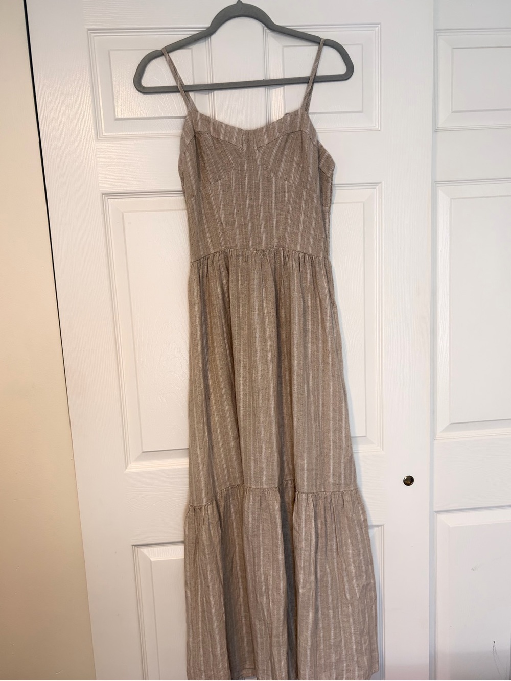 Young, Fabulous and Broke Skipper Tan Stripe Linen Maxi Dress size Large